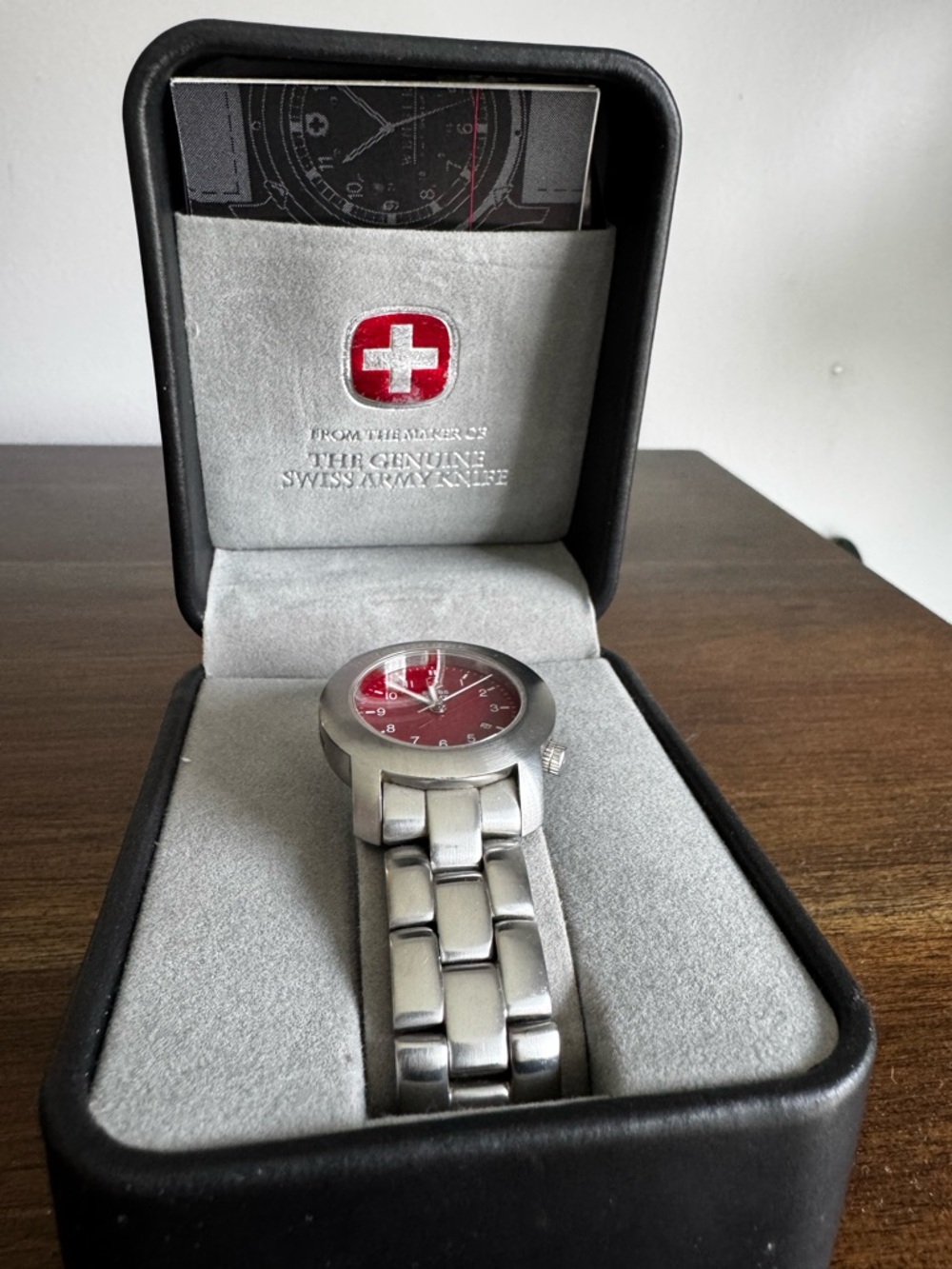 Victorinox Stainless Steel Watch with Red Dial